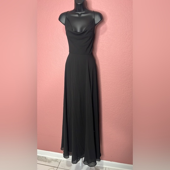 Lulus-Romantically Speaking Black Cowl Lace-Up Maxi Dress (M/L/S/XS/XL) - Picture 6 of 6
